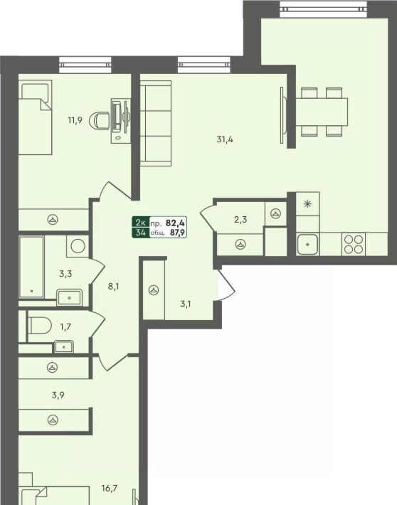 квартира г Курган мкр 6а п Заозерный жилрайон, 25/4 фото 1