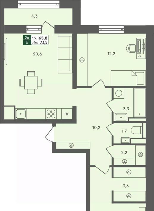 квартира г Курган мкр 6а п Заозерный жилрайон, 25/4 фото 1