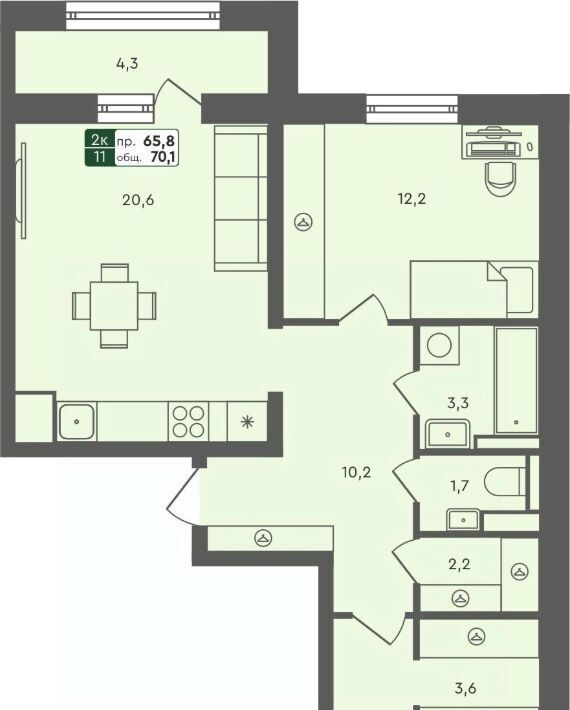 квартира г Курган мкр 6а п Заозерный жилрайон, 25/4 фото 1