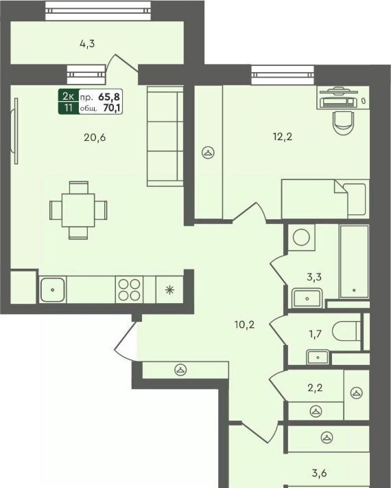 квартира г Курган мкр 6а п Заозерный жилрайон, 25/4 фото 1