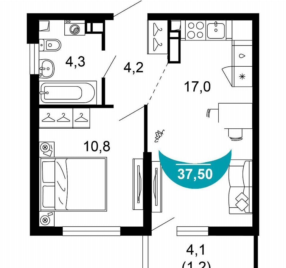 квартира г Сочи р-н Адлерский ул Искры 6 д. 66/10 фото 2
