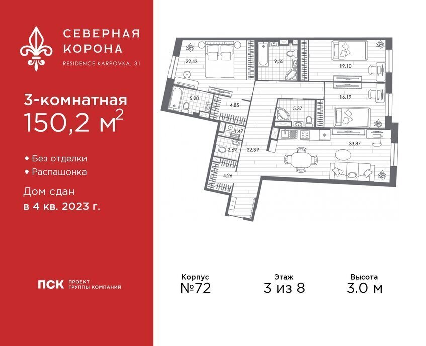 квартира г Санкт-Петербург метро Петроградская наб Реки Карповки 31к/1 ЖК Северная Корона округ Чкаловское фото 1