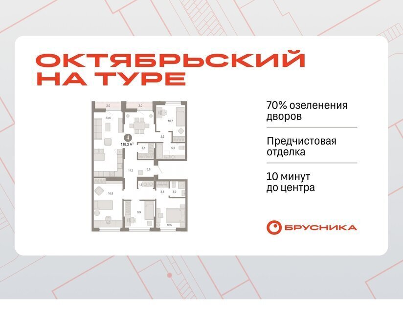 квартира г Тюмень ЖК «Октябрьский на Туре» фото 1