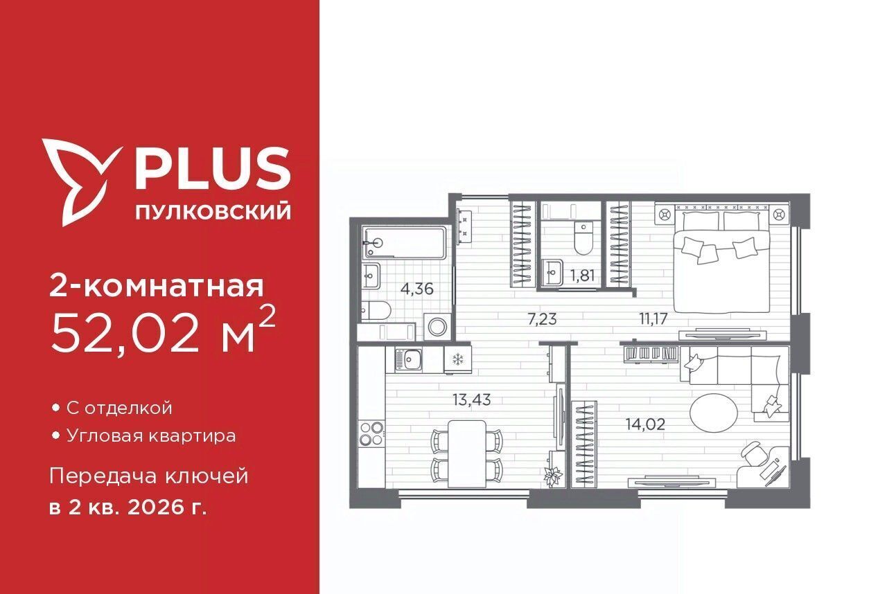 квартира г Санкт-Петербург метро Купчино ЖК Пулковский фото 1