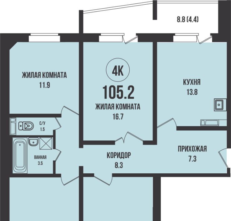 квартира г Новосибирск Заельцовская ул имени генерал-майора Рожкина А.Н. 7 фото 1