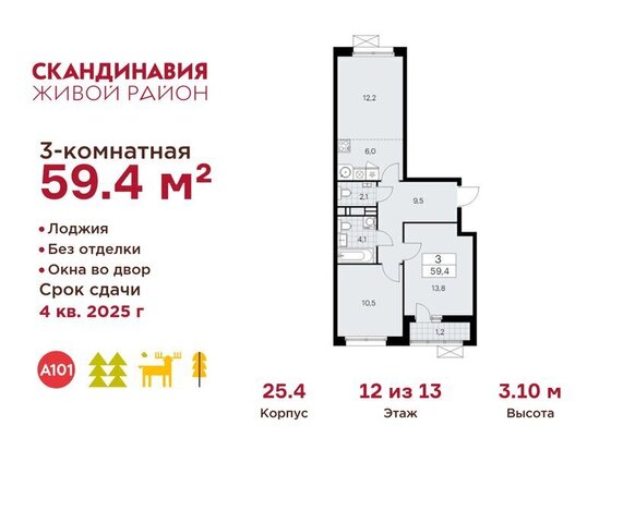 метро Коммунарка ТиНАО Потапово, ЖК Скандинавия, 25. 4 фото