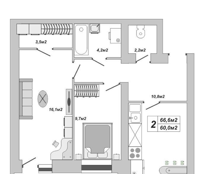квартира г Тамбов ул Чичерина 7/2 м-н, Московский фото 3