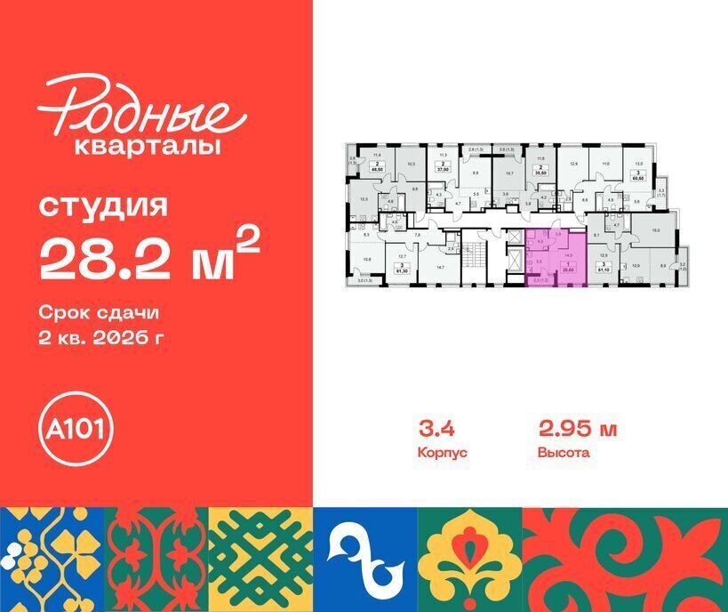 квартира г Щербинка ЖК «Родные кварталы» 3/1 ТиНАО Внуково Толстопальцево фото 2