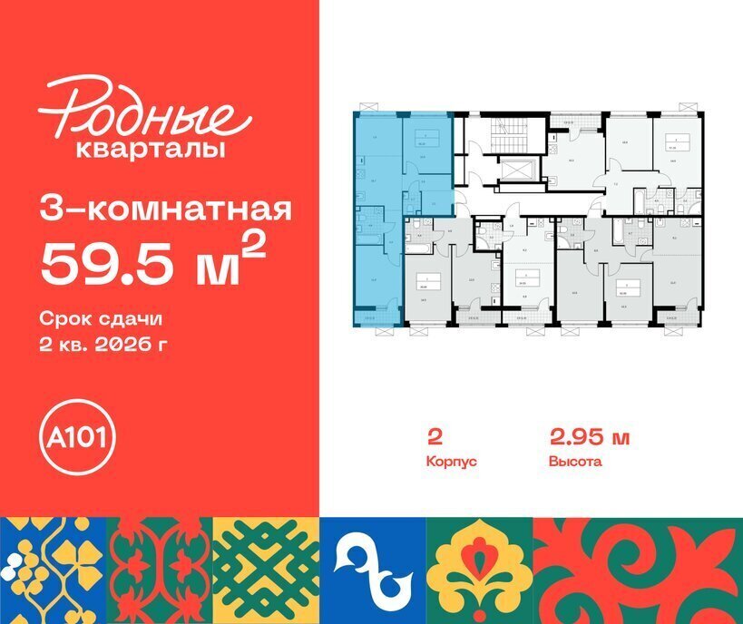 квартира г Щербинка ЖК «Родные кварталы» 2 ТиНАО Внуково Толстопальцево фото 2