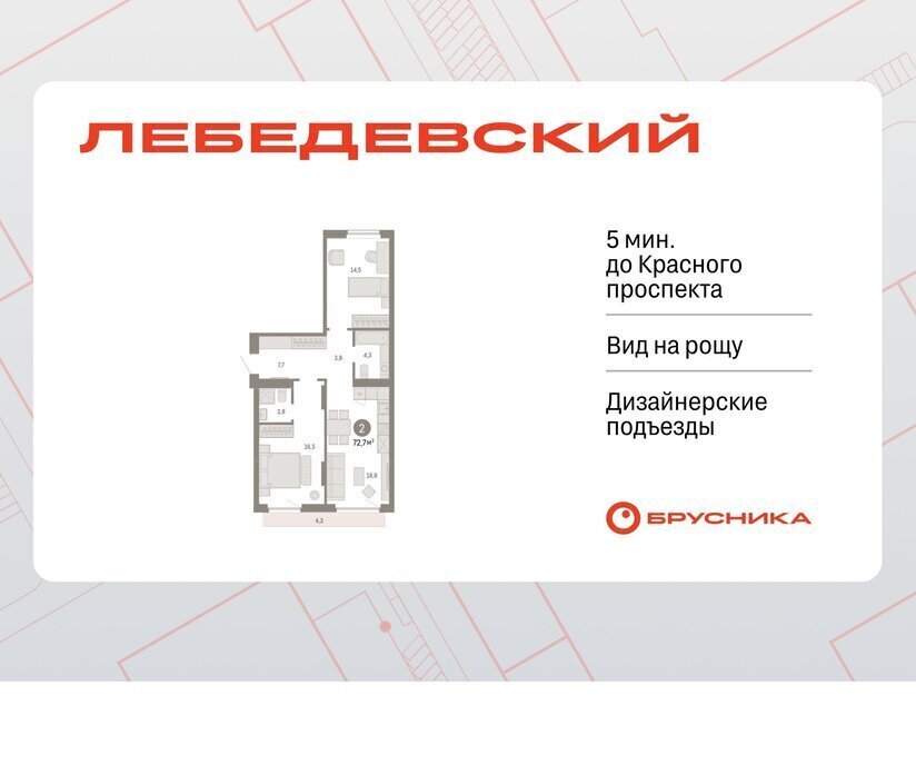 квартира г Новосибирск р-н Заельцовский квартал № 5 Заельцовская ЖК «Лебедевский» фото 1