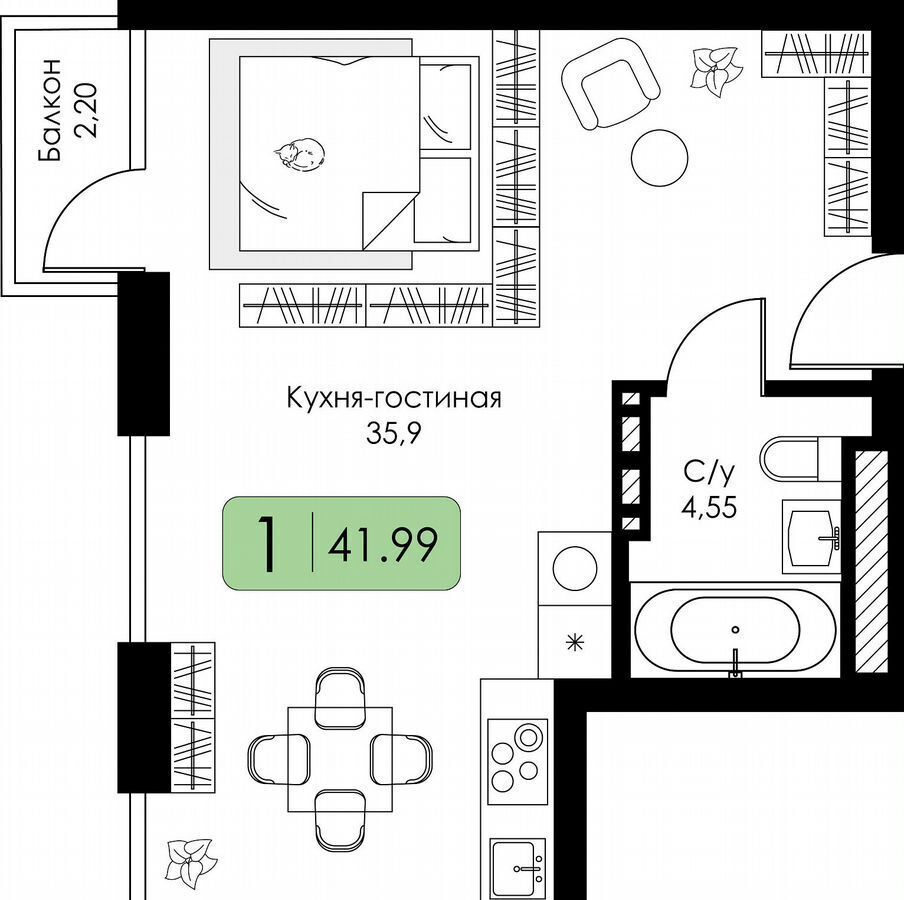 квартира г Смоленск р-н Ленинский ш Краснинское 4 блок-секция 1, 2, 3 фото 6
