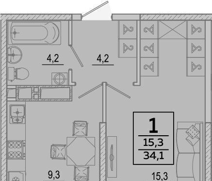квартира г Краснодар р-н Прикубанский ул им. Героя Георгия Бочарникова 2 фото 1