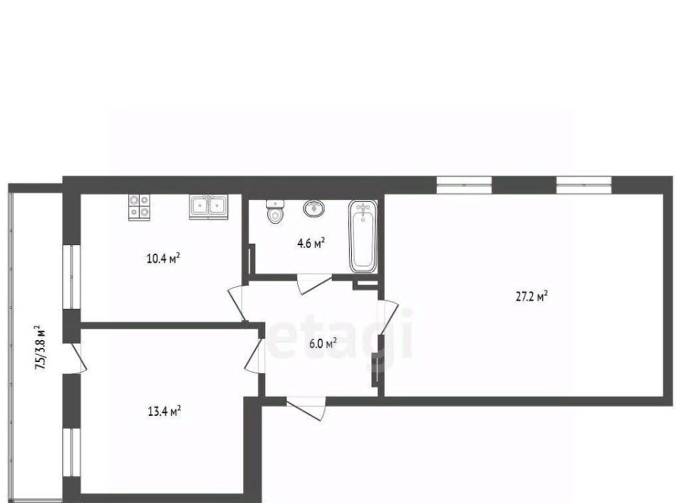 квартира г Чита р-н Центральный Северный микрорайон 72 фото 2