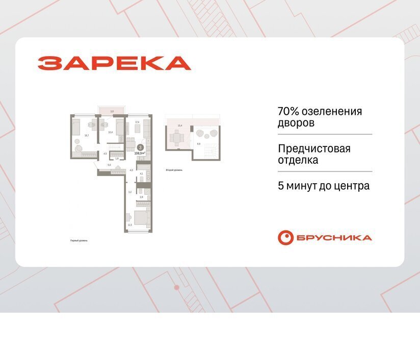 квартира г Тюмень ул Мысовская 26к/1 ЖК «Зарека» Центральный административный округ фото 1