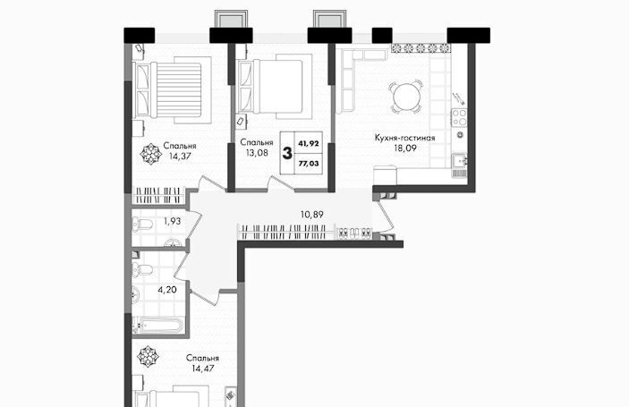 квартира г Краснодар р-н Прикубанский ул им. генерала Брусилова 1/2 5 лит фото 1