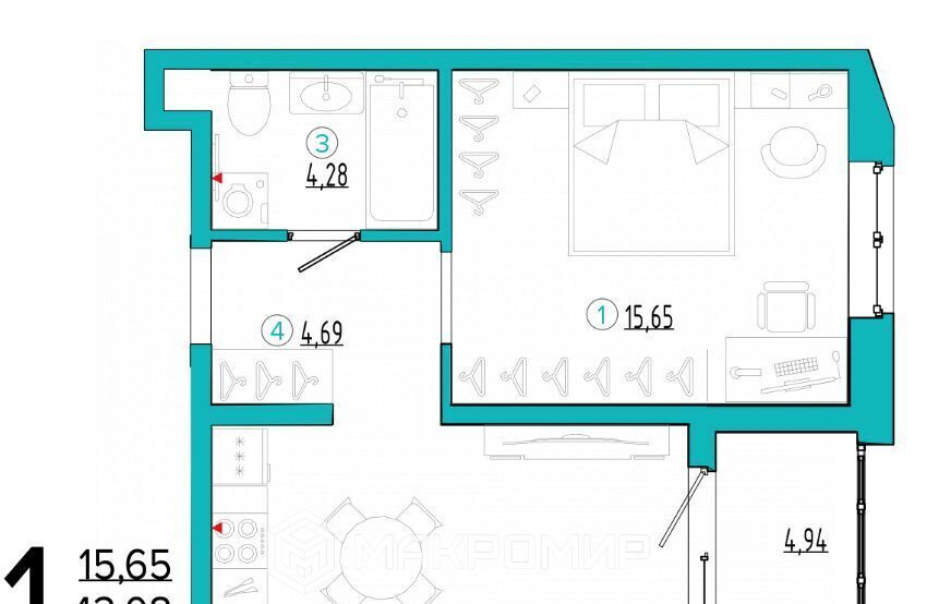 квартира г Брянск р-н Советский Бежицкая ул., 21Б фото 2