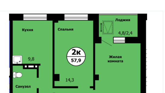 квартира г Красноярск р-н Свердловский Тихие зори ул Лесников 51 фото 2