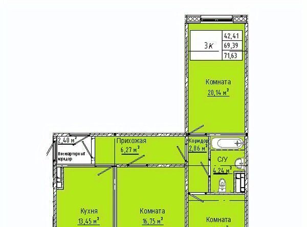 квартира г Омск р-н Кировский Солнечный ул 3-я Любинская 30к/2 фото 1