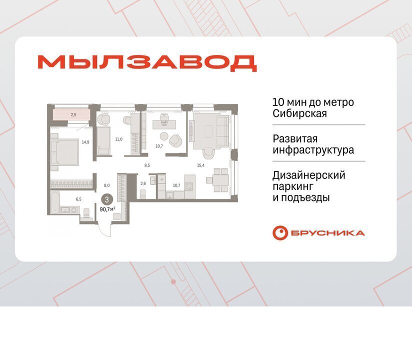 квартира г Новосибирск р-н Центральный Маршала Покрышкина ЖК Мылзавод фото 1