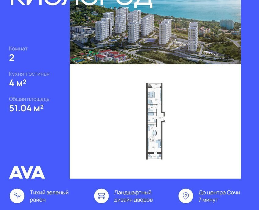 квартира г Сочи микрорайон Бытха Ясногорская улица, 16/2к 8 фото 1