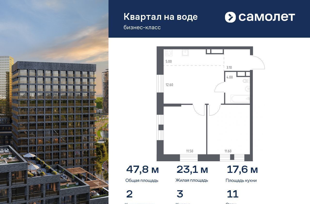 квартира г Москва метро Печатники ЮЗАО Перерва микрорайон Курьяново, жилой комплекс Квартал на воде, 3 фото 1