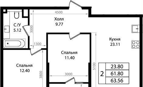квартира г Краснодар р-н Карасунский ул. им. Лизы Чайкиной/Сормовская/Старокубанская, стр. 4. 1 фото 2