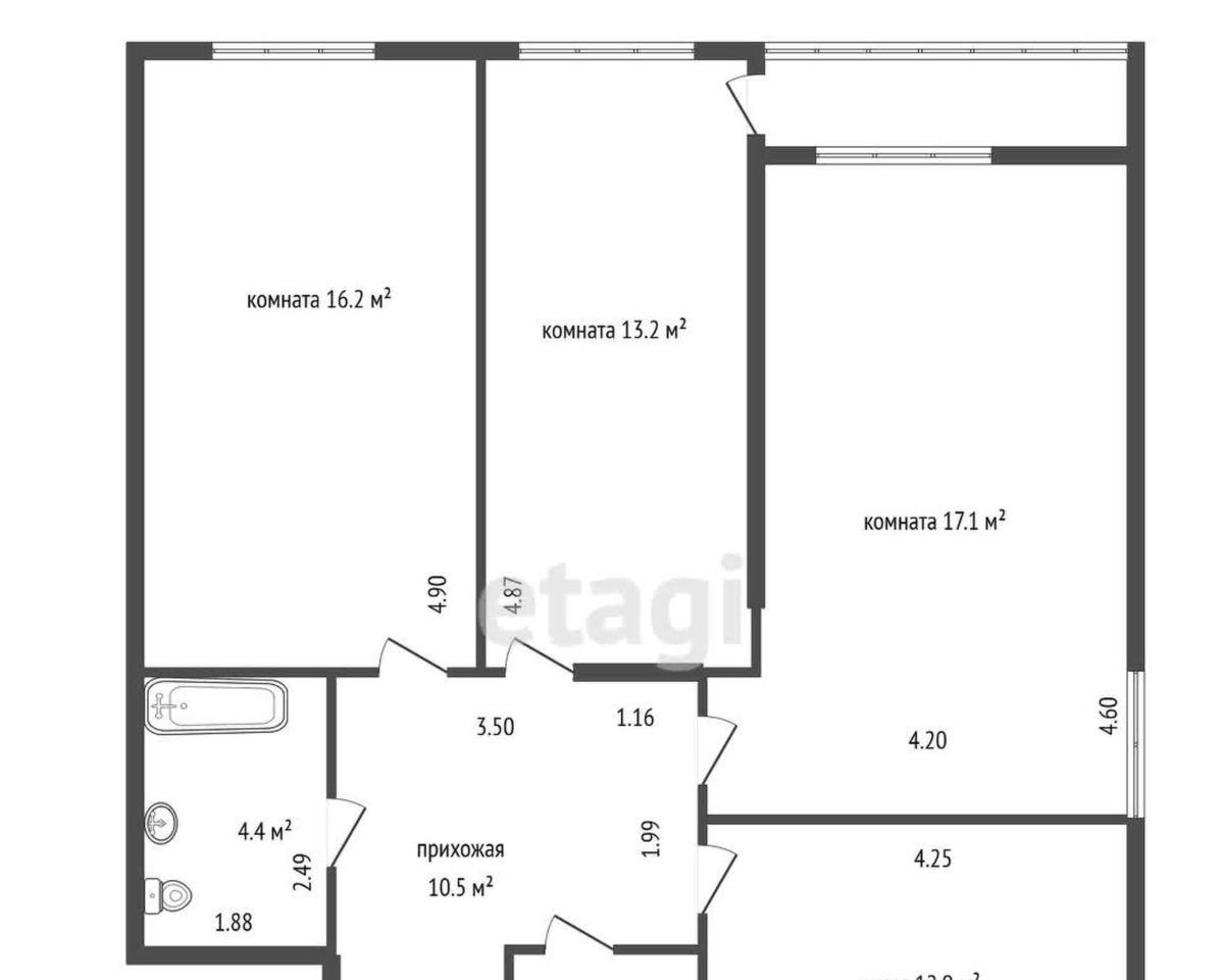 квартира г Екатеринбург Академический ул Краснолесья 99 фото 6