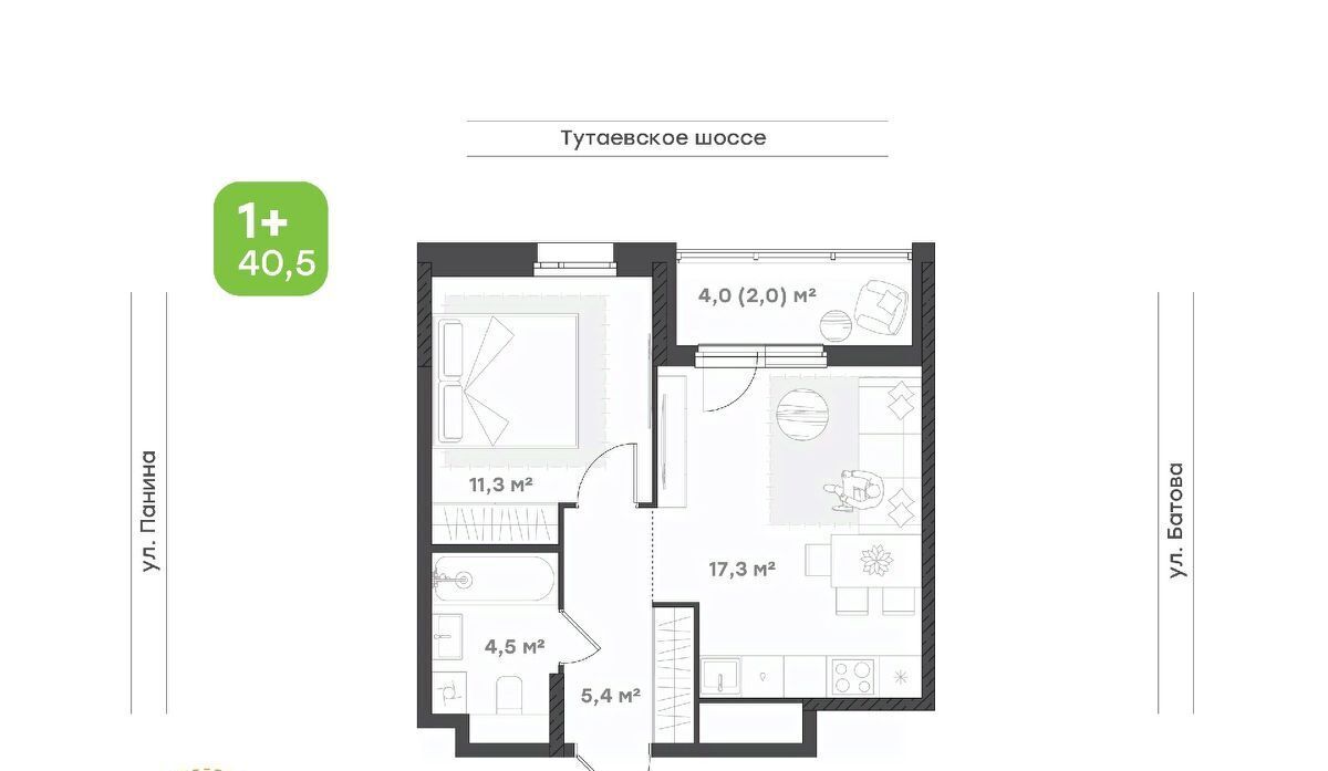 квартира г Ярославль р-н Дзержинский ш Тутаевское 93б фото 1