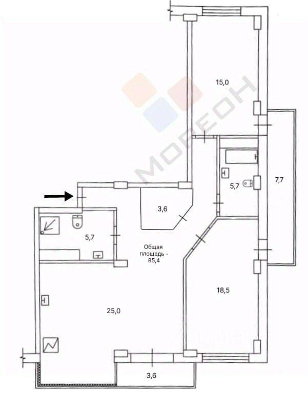 квартира г Краснодар р-н Прикубанский ул Казбекская 14 фото 14