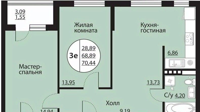 квартира г Воронеж р-н Центральный пр-кт Московский 138 ЖК «Бунин» фото 1