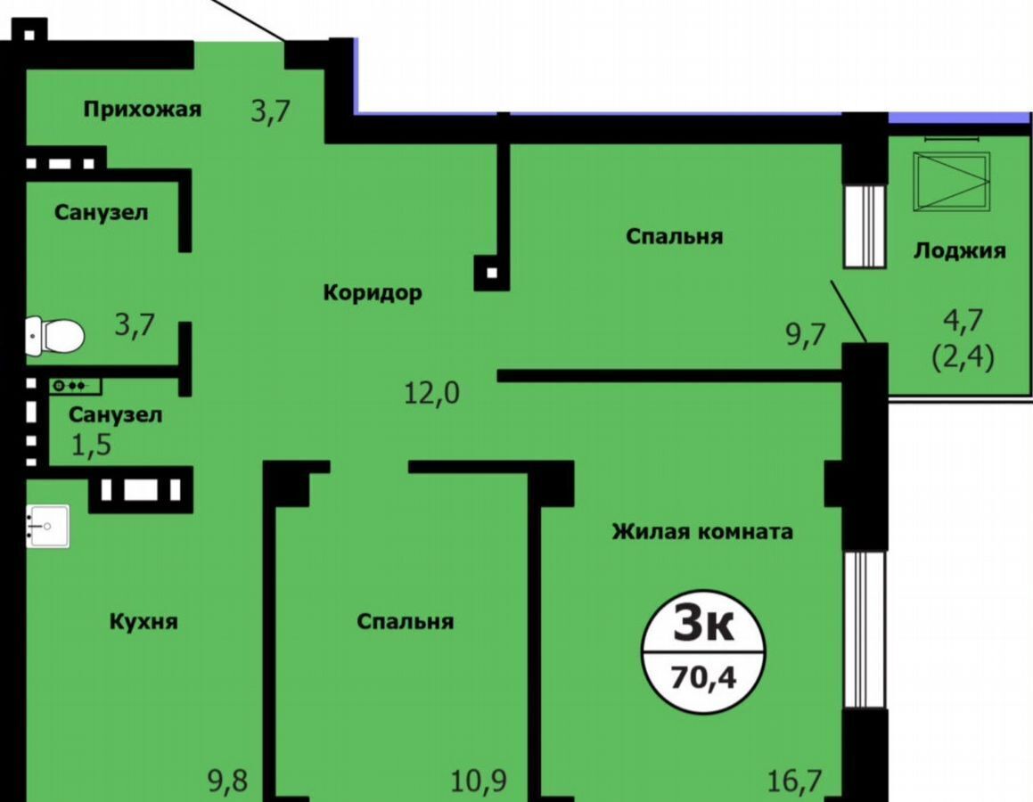 квартира г Красноярск р-н Октябрьский ул. Вильского/Лесопарковая, стр. 3 фото 1