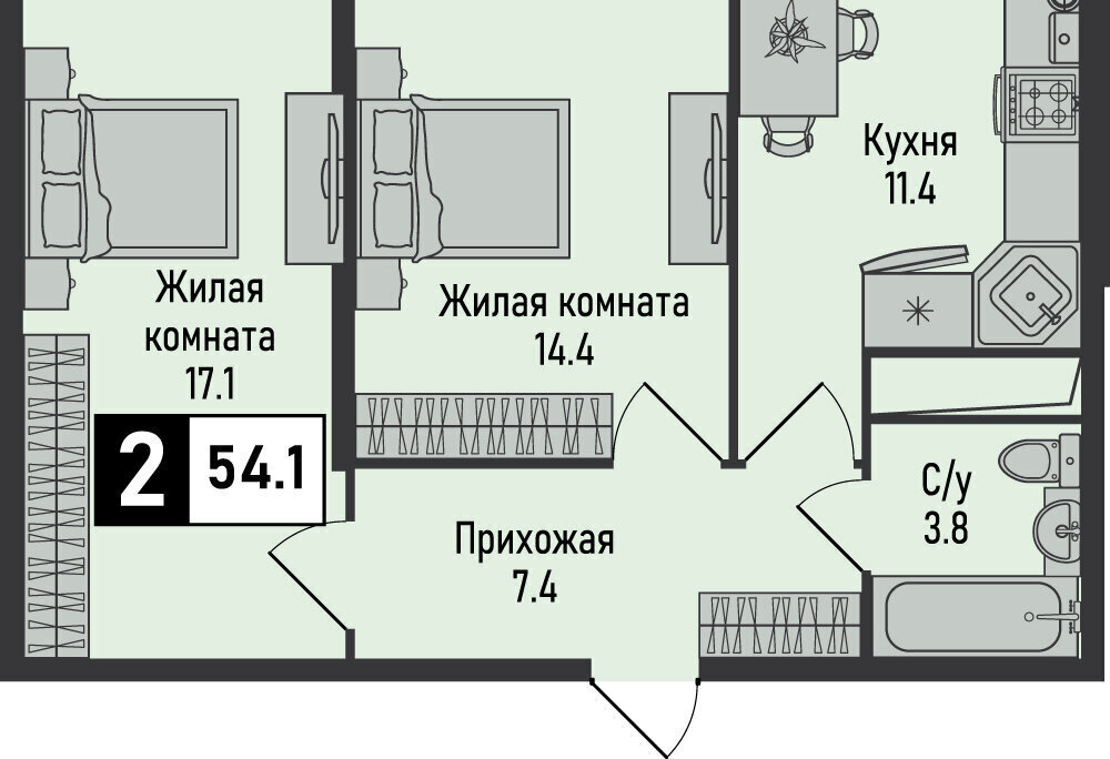 квартира г Железноводск п Иноземцево п Капельница ЖК «Живописный» фото 1