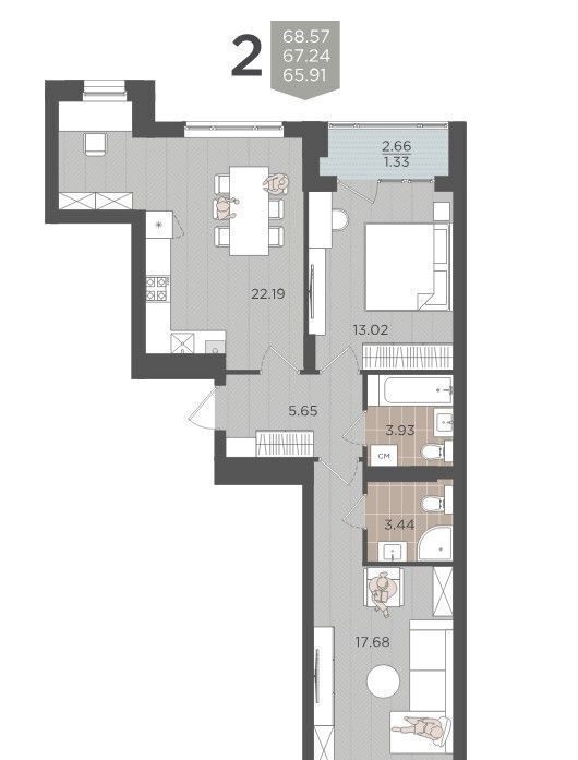 квартира г Калининград р-н Московский ул Батальная з/у 65Б фото 2