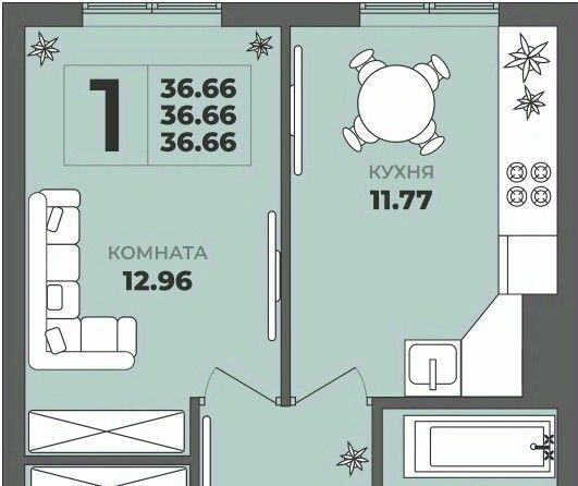квартира г Калининград р-н Московский ул Генерала Толстикова 36к/2 фото 1