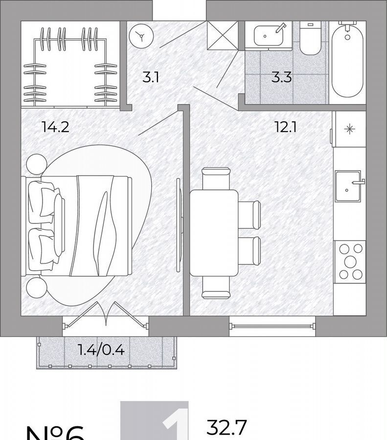 квартира г Калининград ул Мира гп-6, пос. Луговое фото 1
