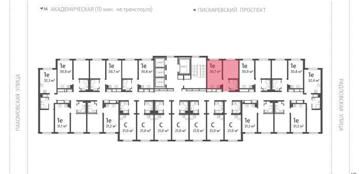 квартира г Санкт-Петербург метро Академическая ул Пахомовская 1 корп. 2, д. 12 фото 2
