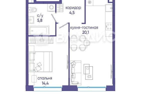 квартира г Щербинка квартал № 1 метро Терехово ЖК «Остров» 1й к 4 фото 1