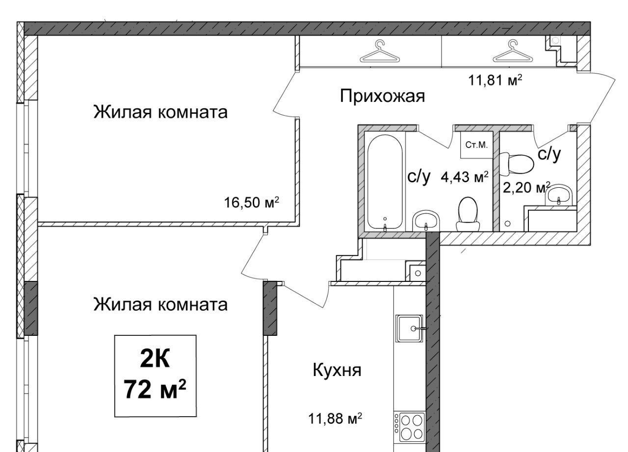 квартира г Нижний Новгород п Высоково Горьковская ЖК «Подкова на Ванеева» жилрайон фото 1