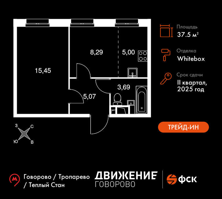 квартира г Щербинка квартал № 1 метро Говорово ЗАО район Солнцево № 3, жилой комплекс Движение. Говорово, к 2 фото 1