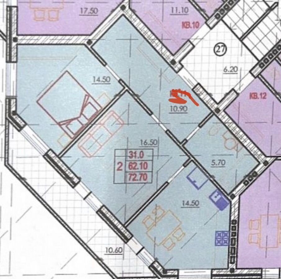 квартира р-н Кореновский г Кореновск ул Таманская Кореновское городское поселение фото 11