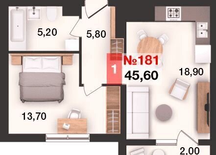 квартира г Калининград р-н Ленинградский ул Елизаветинская 47 ЖК «SunCity» фото 2