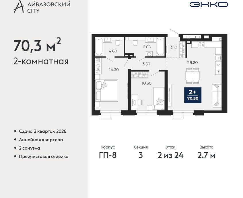 квартира г Тюмень ЖК Айвазовский фото 1