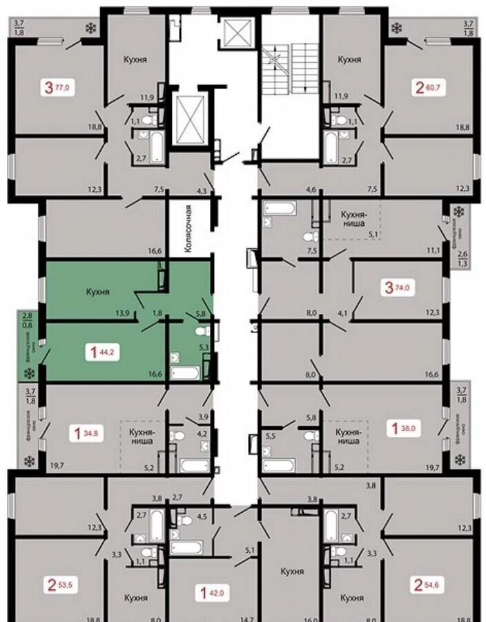 квартира г Красноярск р-н Октябрьский ул Калинина 2 фото 2