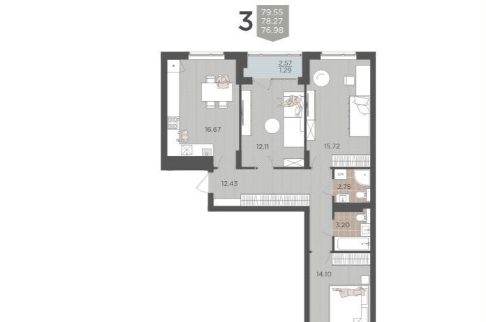 квартира г Калининград р-н Московский ул Батальная з/у 65Б фото 2