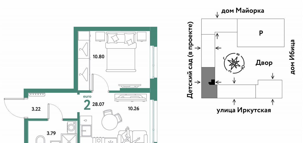 квартира г Тюмень р-н Калининский ул Иркутская 14 ЖК Остров-сад корп. 1 фото 1