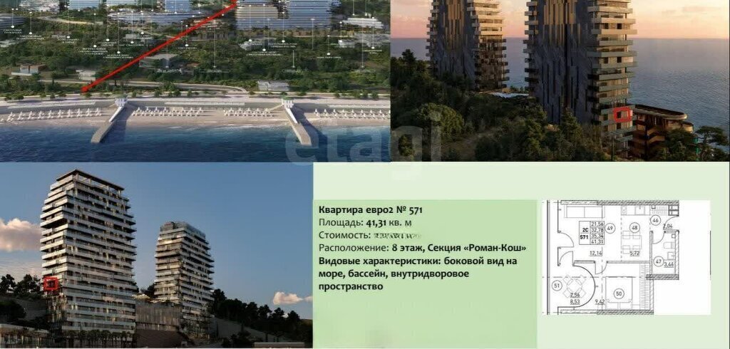 квартира г Алушта п Семидворье мкр Аян-Дере-2 ЖК «Ласка» фото 2