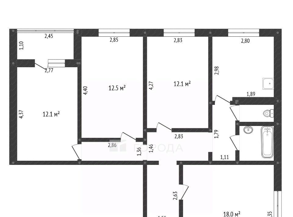 квартира г Новокузнецк р-н Центральный ул Кирова 64 фото 2