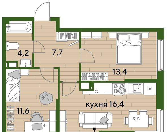 квартира г Краснодар р-н Прикубанский ул им. Марины Цветаевой 7к/2 ЖК "Догма Парк" фото 1