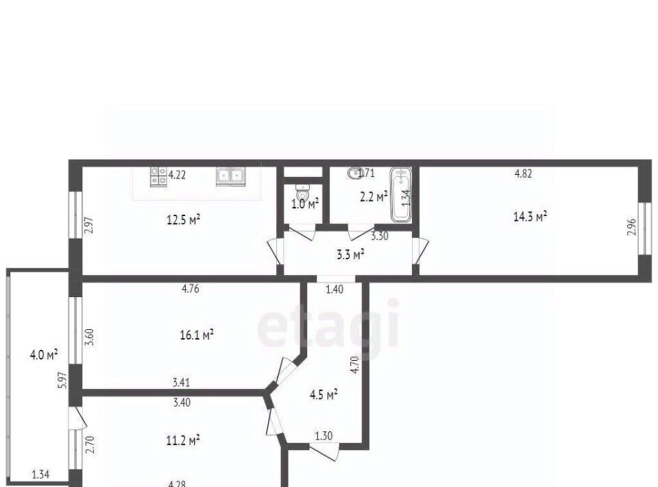 квартира г Тольятти р-н Автозаводский б-р Курчатова 12а 4-й кв-л фото 2