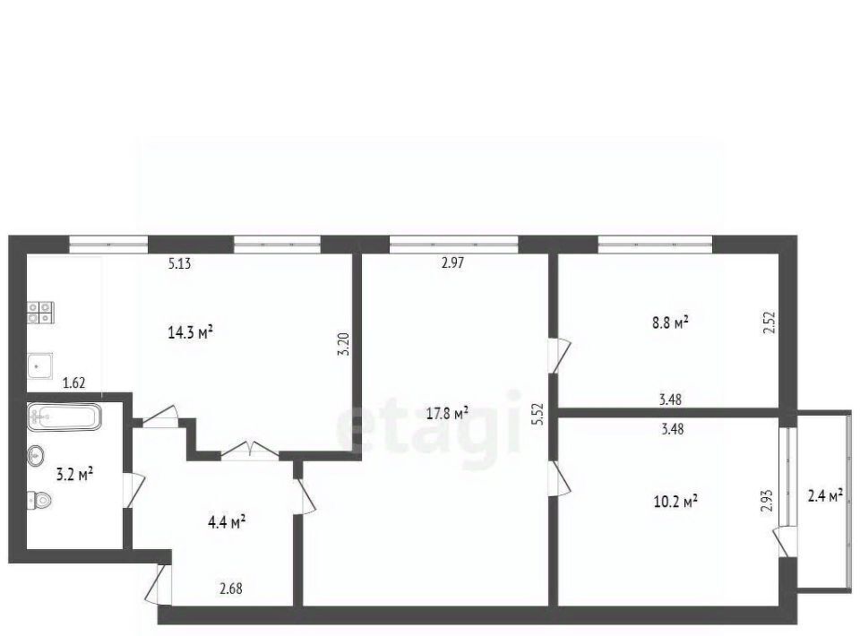 квартира р-н Бирский г Бирск ул Интернациональная 120 фото 2